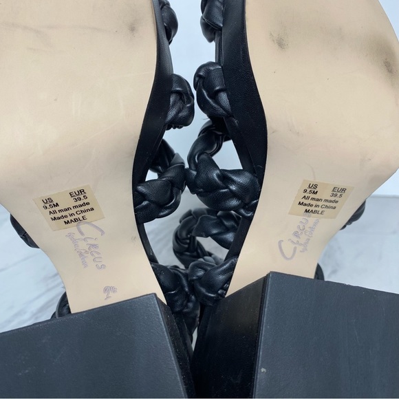 Circus Sam Edelman Mable Black Faux Leather Braided Block Heel Sandal 9 1/2 M - Picture 10 of 13